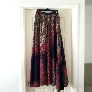 Purple and Print Maxi Skirt 3x